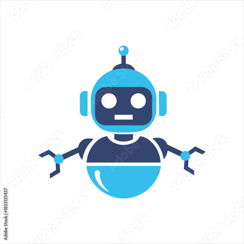 funny cartoon robot vector icon on white background