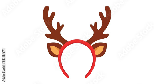 A simple illustration of red reindeer antlers on a white background
