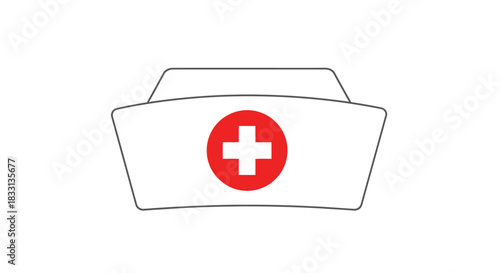 Simple illustration of a nurse s cap with a prominent red cross emblem