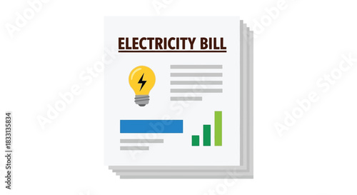Electricity bill with a lightbulb graphic and usage chart displayed