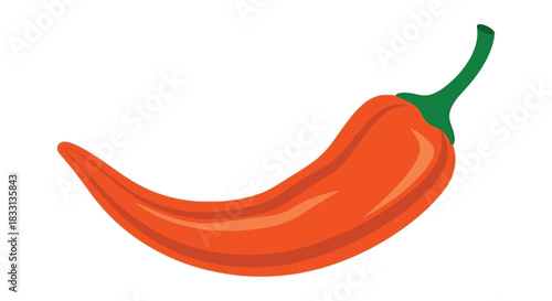 A simple illustration of a vibrant red chili pepper with a green stem