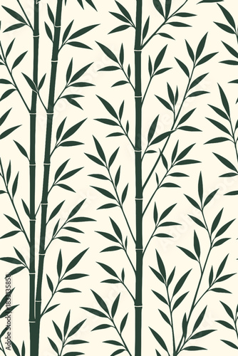 Elegant botanical bamboo seamless pattern vector featuring clean lines and minimal colors, ideal for wallpapers, textiles, packaging, and nature-inspired decorative design projects.