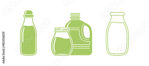 Bottle symbol. Milk bottle symbol. Line icons of milk jars