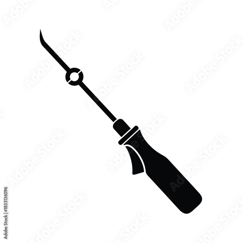 Black silhouette of a dental probe tool instrument