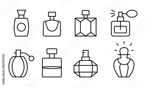 Perfume bottle icon vector set. Line icon of Perfume bottle vector symbol. Vector illustration.