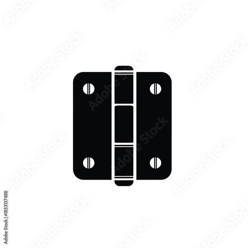 Black silhouette of a door hinge with screws hardware 2