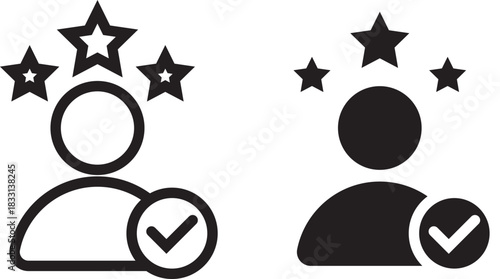 Customer Satisfaction icon set multiple style collection. Customer satisfaction icon set. Customer satisfaction assessment symbols. Happy face and review symbols. Line signs sparkling three five-point