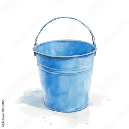 An Elegant blue farm bucket painting design collection, Hand-painted watercolor style, vectorized, vector set available in EPS, Simple design, EPS format set, watercolor painting