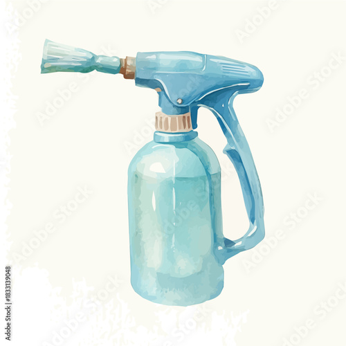 An Elegant blue garden sprayer painting design collection, Hand-painted watercolor style, vectorized, vector set available in EPS, Simple design, EPS format set, watercolor painting