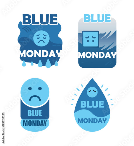 Blue Monday. Blue Monday bundle vector illustration design.
