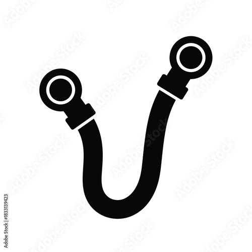 Black silhouette of a flexible hose with circular connectors