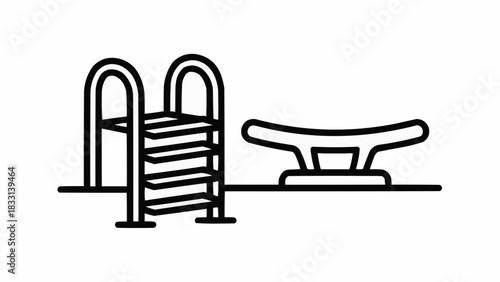 Minimalist Line Art of Dock Ladder and Cleat.