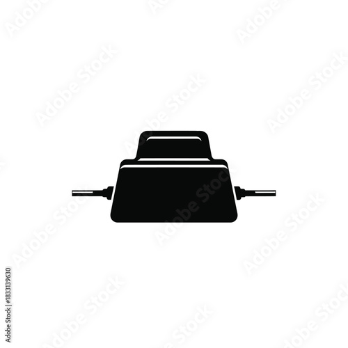 Black silhouette of a foot pedal on white background