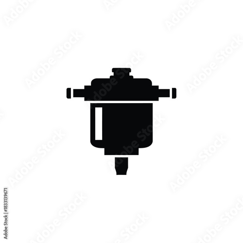 Black silhouette of a fuel filter icon vector