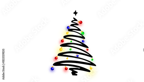 A crisp vector illustration of colorful Christmas lights arranged in a smooth, abstract tree outline with neat, clean lines perfect for EPS projects, icons, logos, and modern holiday designs needing 