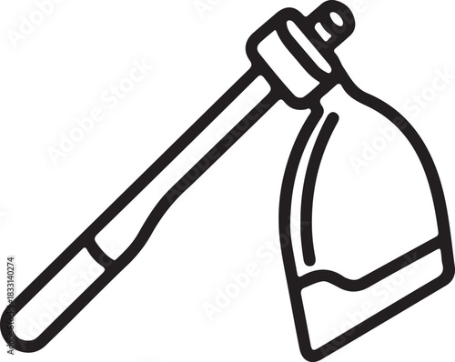 Simple outline drawing of a garden hoe tool