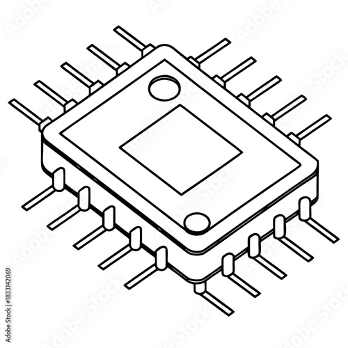 Outline drawing of a dual inline package integrated circuit chip