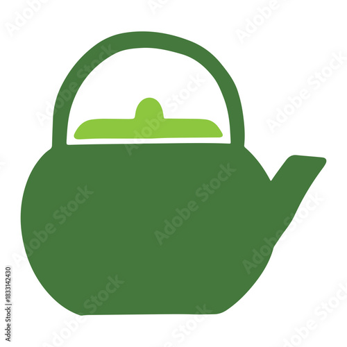 green teapot with green tea