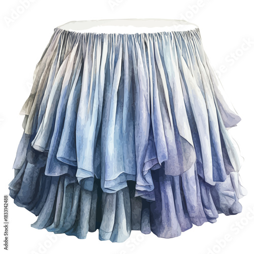 An Elegant fabric bed skirt painting design collection, Hand-painted watercolor style, vectorized, vector set available in EPS, Simple design, EPS format set, watercolor painting