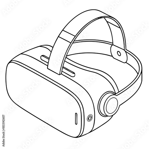 Outline drawing of a virtual reality headset