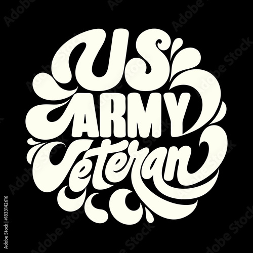 U S Army Veteran retro lettering graphic US Army Veteran
