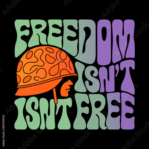 Vintage style freedom isn't free text with helmet retro