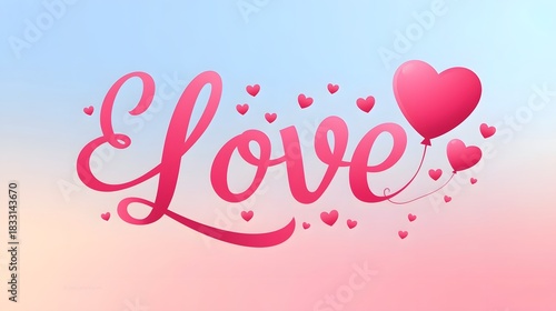 Wallpaper Mural Pink love typography design Torontodigital.ca