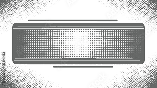 Gray halftone dot pattern rectangle with rounded corners and horizontal lines abstract background