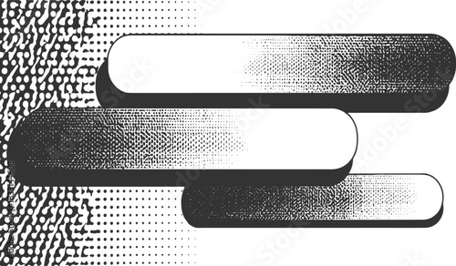 Black and white abstract halftone pattern with rounded rectangular shapes background