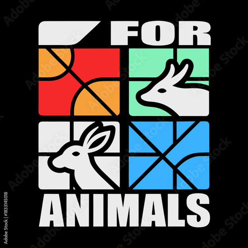 White rabbit silhouettes with text for animals vector