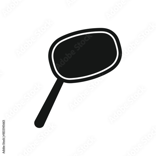 Black silhouette of a hand mirror on white background