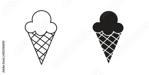 Ice cream icon glyph and line set thin line symbol concept.