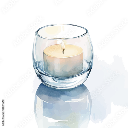 Watercolor painting, An Elegant glass candle holder painting design collection, Hand-painted watercolor style, vectorized, vector set available in EPS, Simple design, EPS format set