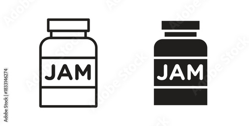 Jam icon glyph and line set thin line symbol concept.