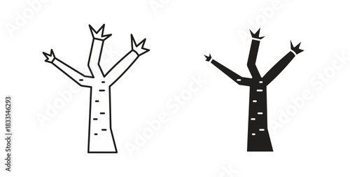 Joshua tree icon glyph and line set thin line symbol concept.