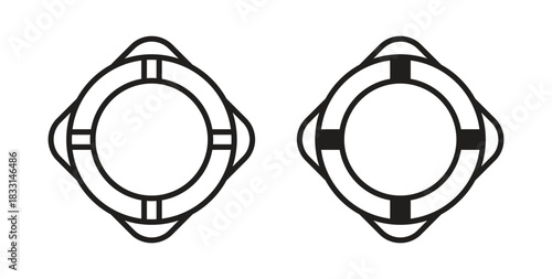 Life buoy icon glyph and line set thin line symbol concept.