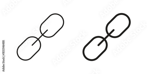 Link icon glyph and line set thin line symbol concept.