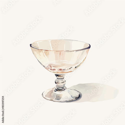 A painting of a glass dessert bowl design collection, hand-painted watercolor style, vector set available in EPS, Simple illustration, vectorized