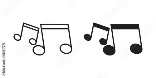 Music icon glyph and line set thin line symbol concept.