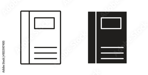 Notebook icon glyph and line set thin line symbol concept.