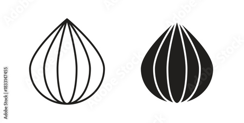 Onion icon glyph and line set thin line symbol concept.