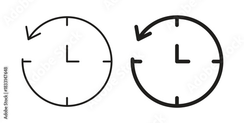 Past time icon glyph and line set thin line symbol concept.