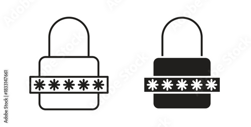 Password icon glyph and line set thin line symbol concept.