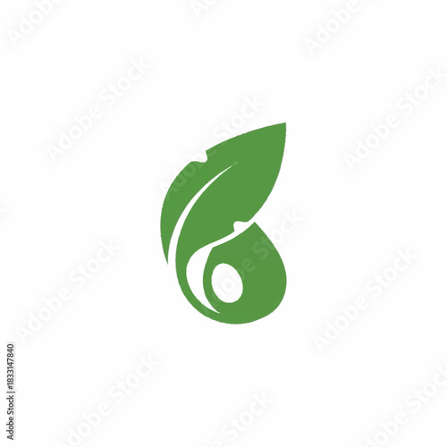 Green leaf logo design representing nature and organic concepts.