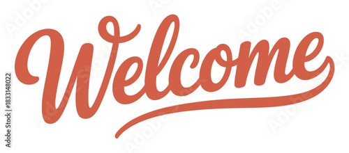 The word 'Welcome' written in a stylish orange script font on a white background.