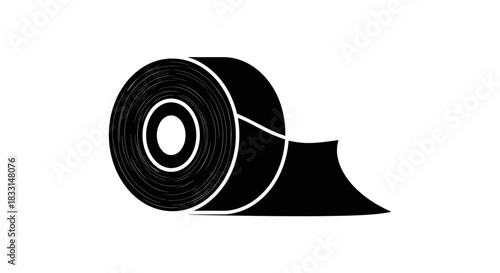 Black Electrical Tape Roll Illustration on White Background 1.