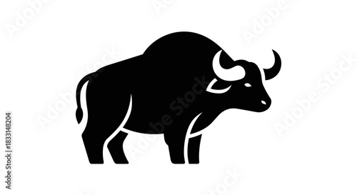 Powerful Silhouette of a Wild Buffalo A Symbol of Strength.
