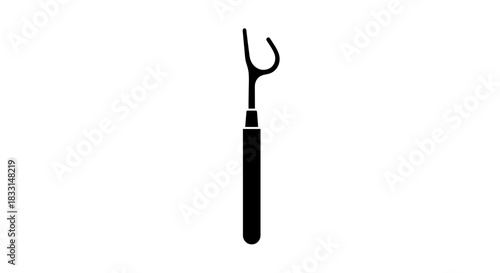 Black and White Dental Floss Pick Illustration for Oral Hygiene.