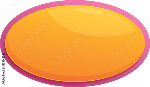 Vibrant orange oval button with a glossy finish and a contrasting pink border, perfect for adding a touch of color and interactivity to designs