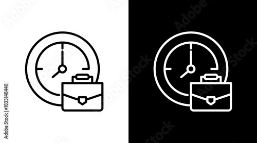 Working Hours White Icon Set Vector 